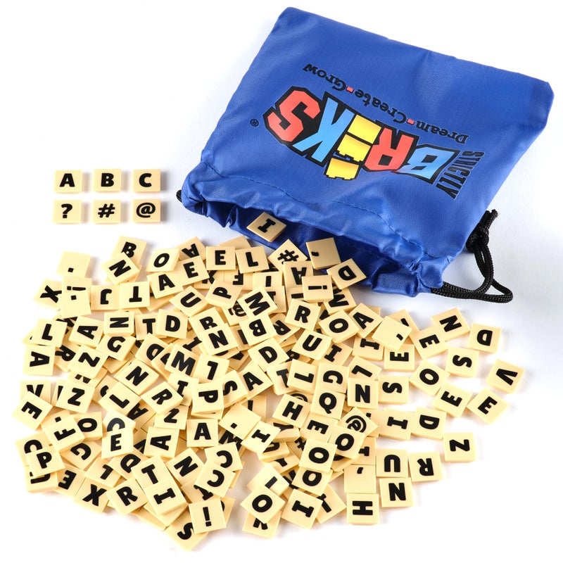 Strictly Briks AlphaBriks, 200 Pieces, 2x2 Alphabet Letter Bricks with Drawstring Bag, Easy to Remove, Fun and Educational Tool, 100% Compatible with All Major Brands - Image 1
